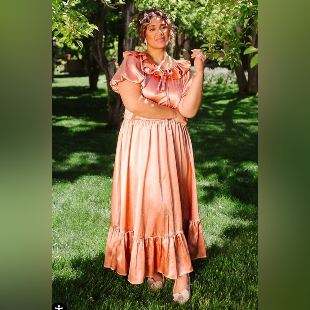 NWT Ivy City Co Apricot Crush Satin Dress